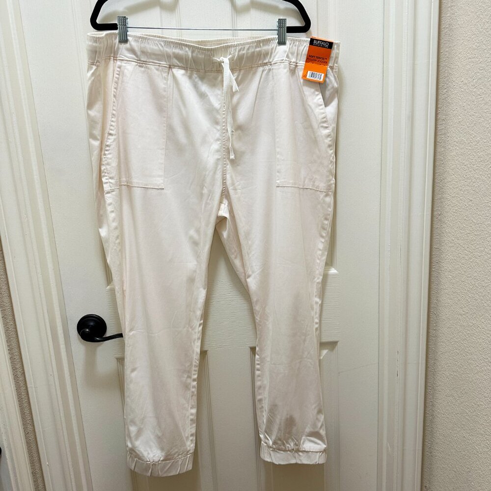 Buffalo David Bitton Women's Tencel Blend Joggers Size XXL Cream Relax Fit (NEW)